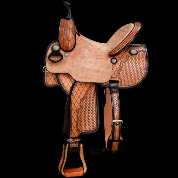 Our "Streak of Lightning" saddle is built for speed and style!  Made from American leather with genuine sheep wool lining this saddle is so stylish!  With a roughout hard seat and seat jockey that provides plenty of "sticktoitism" and 